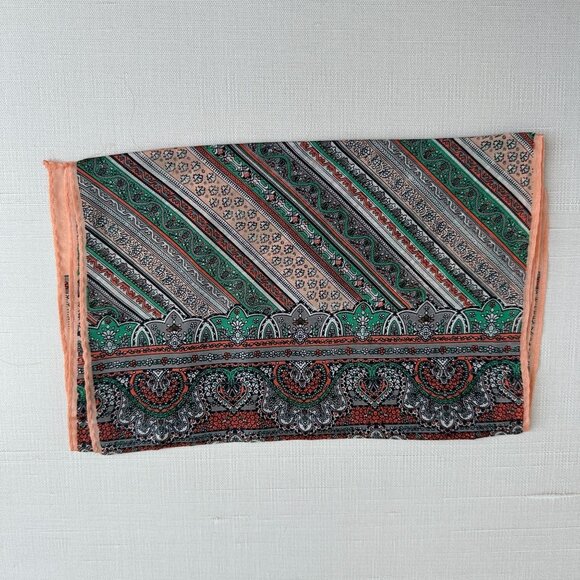 Honey Vintage Peach Silk Paisley Scarf 10 x 50 NWOT - Picture 2 of 10